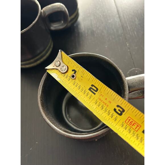 Vintage Denby Kismet Black Stoneware 5 coffee mugs, 2 bowls  1970 England - Picture 7 of 9